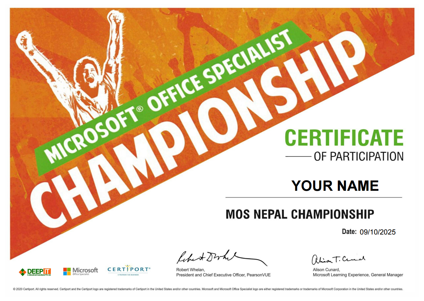 Sample Participation Certificate
